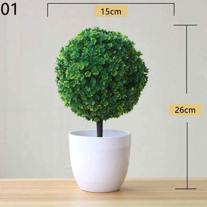 

Green Small Medium Large Green Artificial Plants Bonsai Plastic Grass Ball Pine Tree Potted Bonsai Christmas Home Party Decor