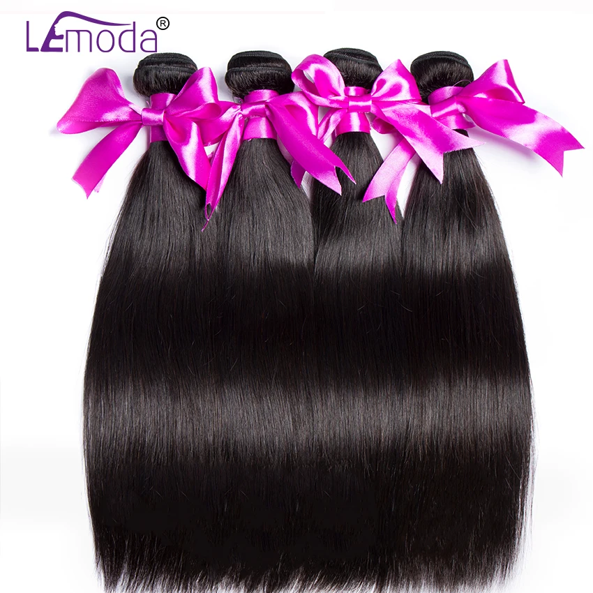 Прямые пучки волос с застежкой бразильские рандомные пряди шиньоны Lemoda толстые и