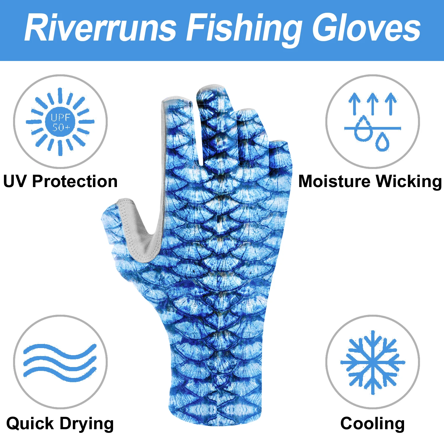f riverruns upf 50 sun protection fingerless fishing gloves for men and women fishing boating kayaking hiking running free global shipping