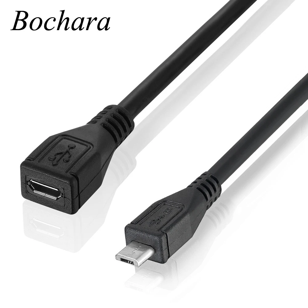 Удлинительный кабель Bochara 30 см Micro USB 2 0 штекер-гнездо фольга M/F + экранированный |