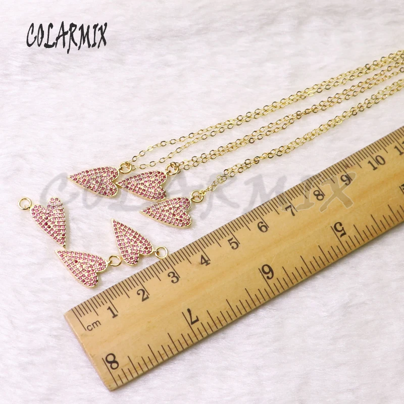 

6Pcs Red zircon Heart pendant necklace Metal Heart pendant necklace gift for lady jewelry necklace