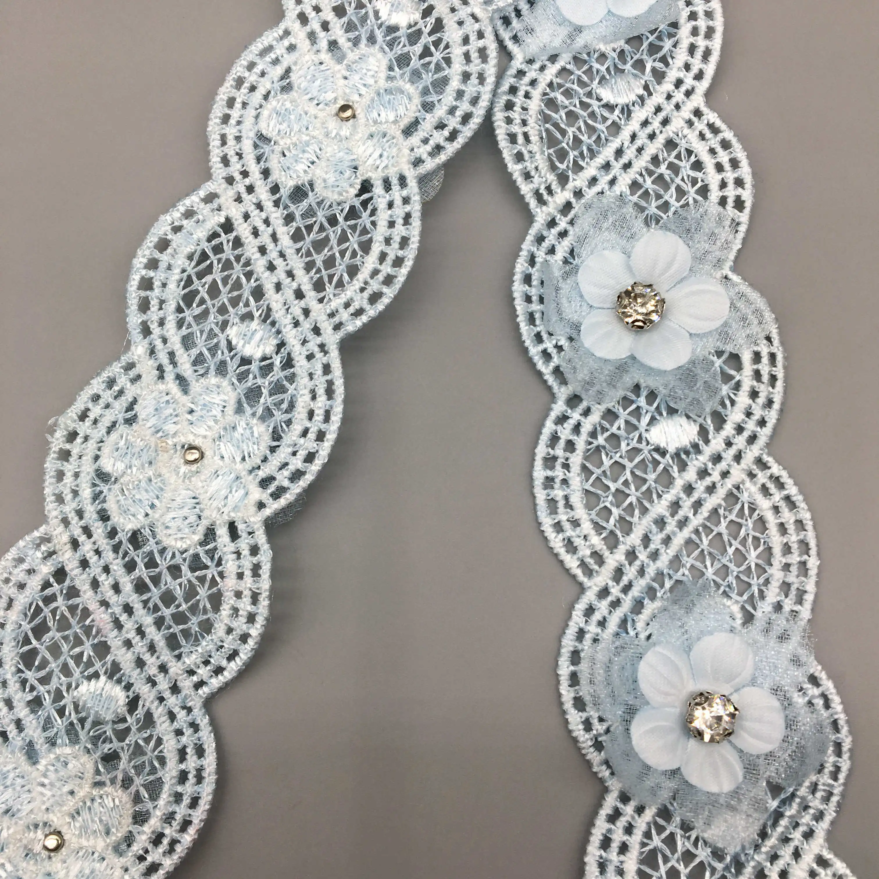 1 yard Blue Centipedes Pearl Diamond Lace Trim Ribbon Fabric Embroidered Applique Patchwork Handmade DIY Wedding Sewing Craft | Дом и сад