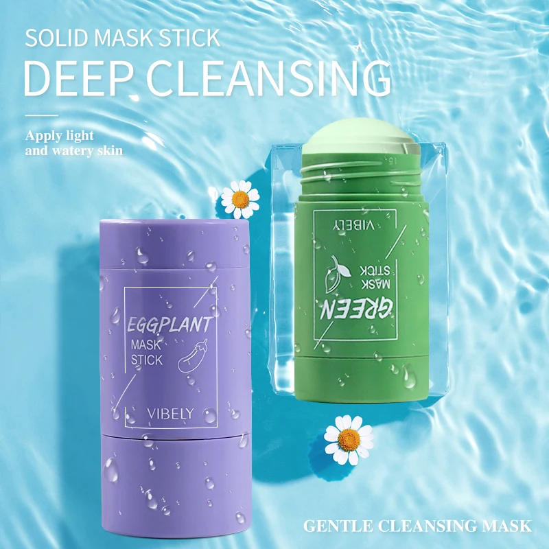 40 г Баклажан Зелёный чай по уходу за кожей Очищающий твердого дерева палку Маска