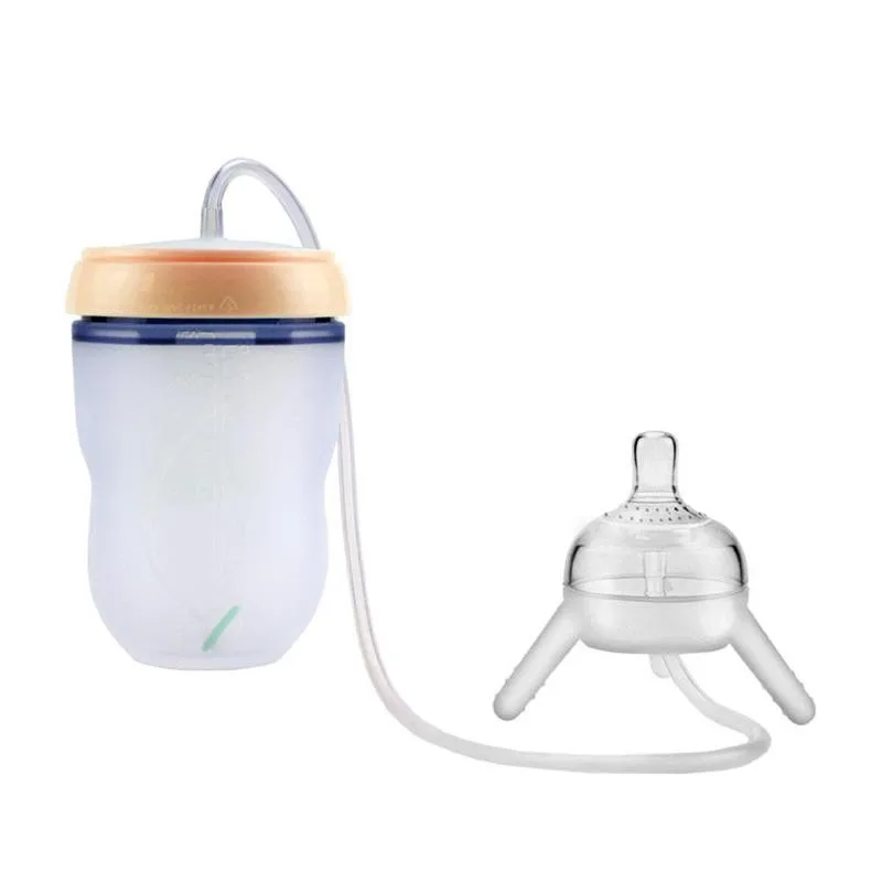 

1 Set Baby Bottle Non-toxic Separate Child-mother Baby Long Bottle With Straw Milk Imitation Weaning Straw Pacifier Bottle U6D4