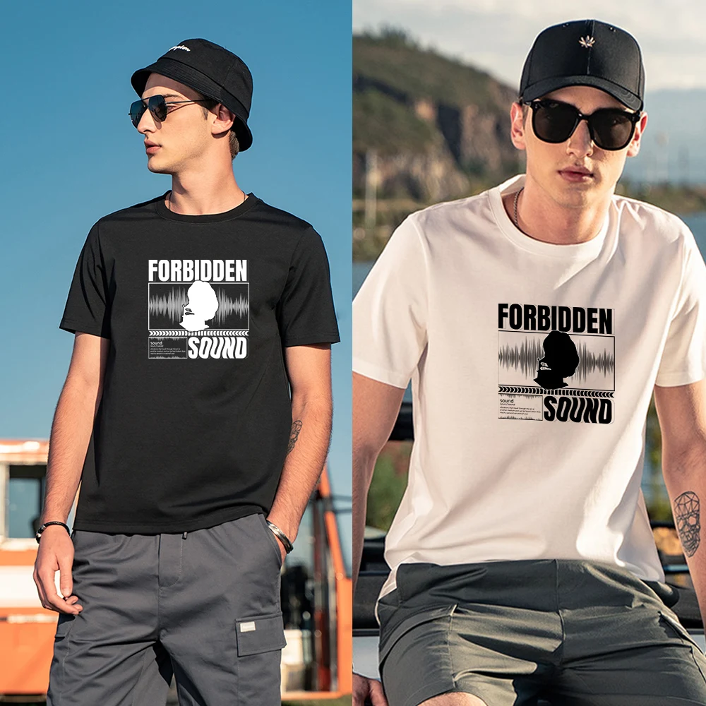

tshirt short-sleeved tops listening to music fashion men's printed t-shirts cotton t-shirts comfortable oversized t-shirts