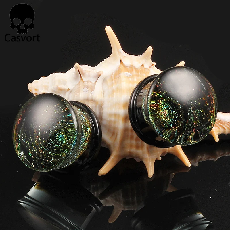 Casvort 2 шт. разноцветные стеклянные туннели Для Пирсинга Ушей расширители серьги