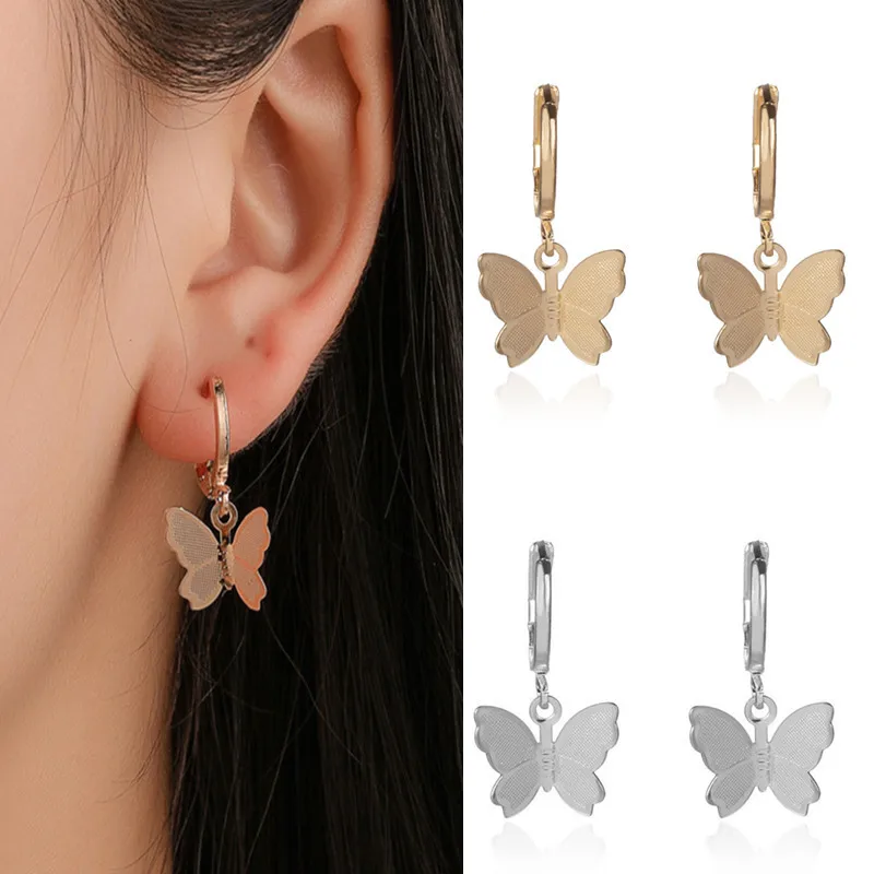 

Fashion Jewelry Sweet Frosted Butterfly Earrings Ear Clip Women's All-Match Simple Korean Earrings Ear Clip Earrings for Women