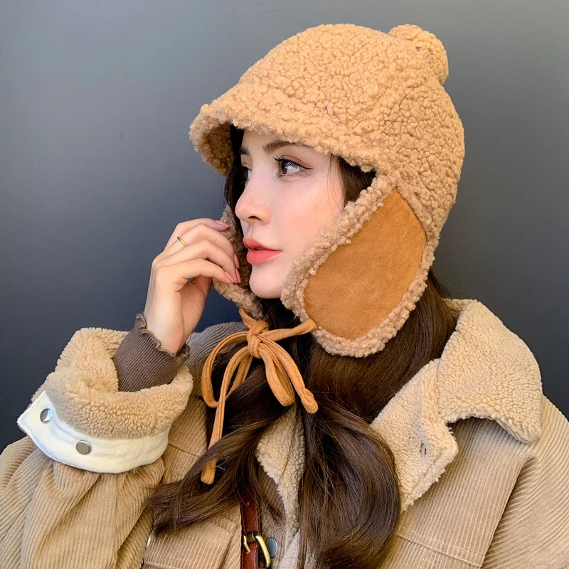 

2022 New Lei feng's Cap Upset Female Winter Plush Warm Earmuffs Hat Wind Outdoor Cycling Warm Cotton Padded Cap Luxury Cashmere