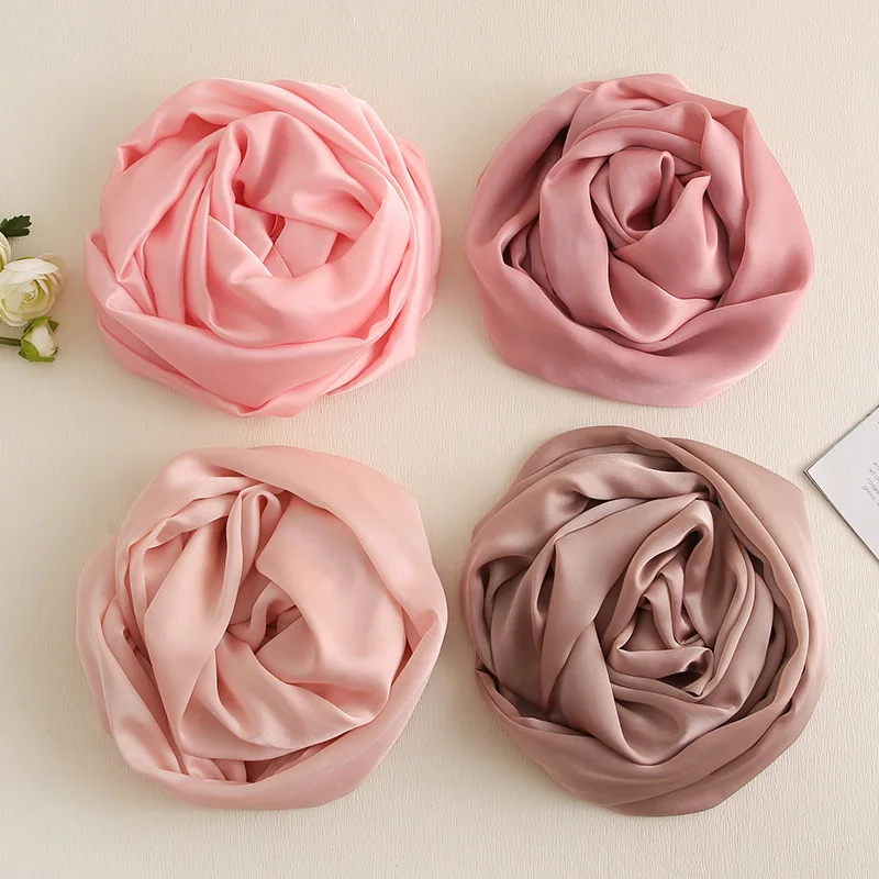 Женский Шелковый квадратный шарф 95*180 см атласные шарфы однотонные шали и