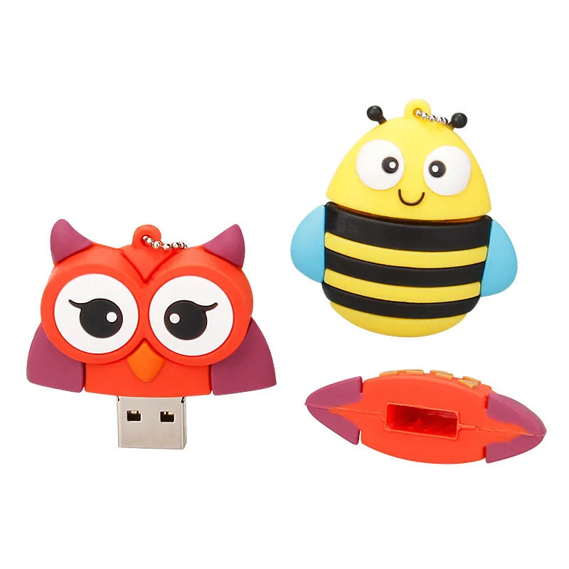 

Usb Flash Drive 2.0 32Gb 128Gb 64Gb Silicone Pen Drive Cartoon Bee Owl Pendrive 4Gb 8Gb 16Gb Animal Penguin Usb Memory Stick