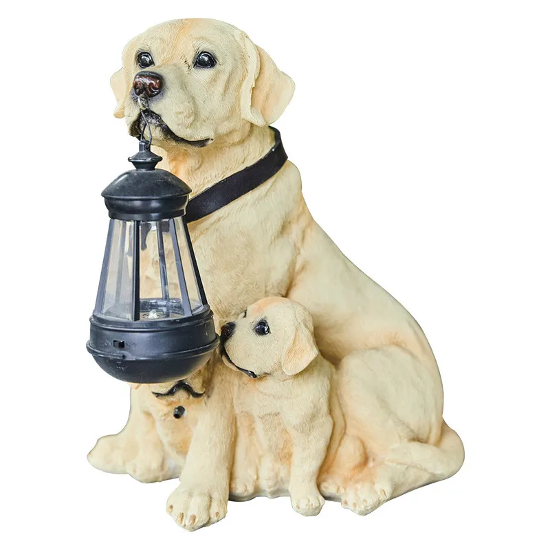 

Handmade Garden Courtyard Decoration Outdoor Solar Lamp Simulation Resin Puppy Decoration Living Room Cute Animal Dog Ornames