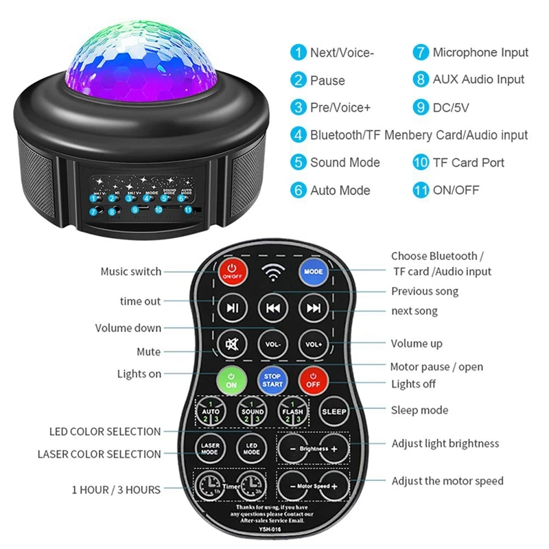 

Star Projector Night Light with Bluetooth Speaker, Sky Galaxy Projector , Remote Rotating LED Nebula Light Bedroom-ABUX