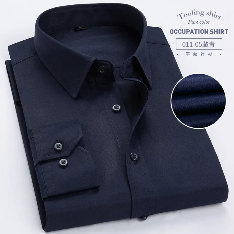 

2021 Long Sleeve Shirt Men Workwear Shirt School Uniform Business Men White Shirt Workwear Large Size S-5XL