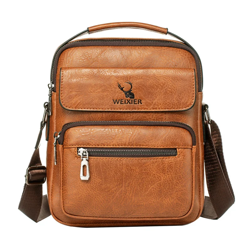 

Модная мужская сумка, сумка через плечо, винтажная трендовая сумка-мессенджер из искусственной кожи в стиле ретро, стильная повседневная му...