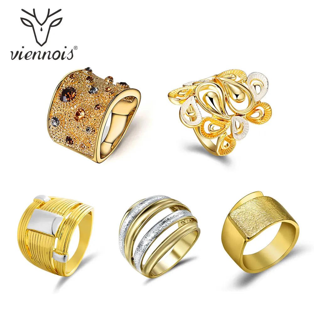 Viennois позолоченный разноцветные стразы коктейльное Размеры кольца для женщин