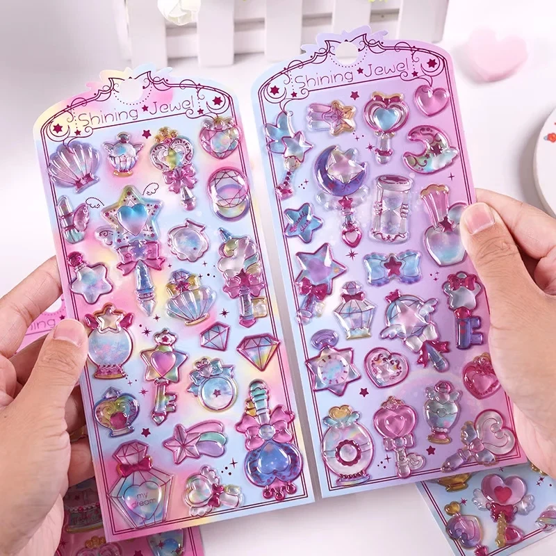 

New Beauty Girl Magic Wand Transparent Acrylic Crystal Relief Stickers DIY Scrapbook Stickers Laptop Stationery Stickers