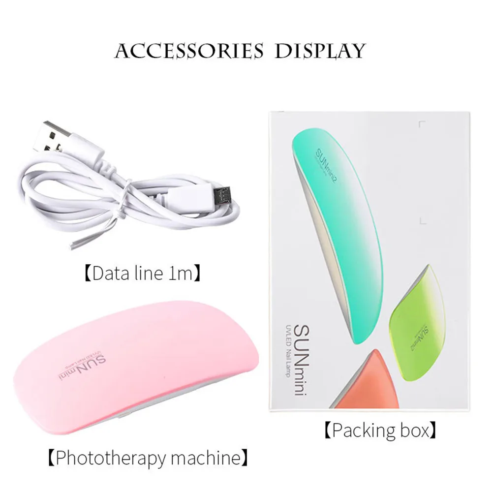 

2color Portable 6W Nail Dryer Machine 6 LED UV Lamp Micro USB Cable Home Use Nail UV Gel Varnish Dryer Nail Art Tools