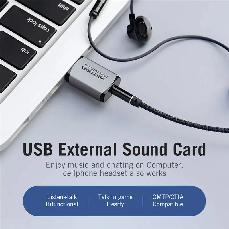 Vention USB звуковая карта Внешний аудио интерфейс саундкарта адаптер 3 5 мм для