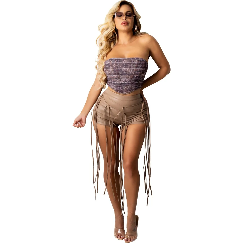 

Casaul Women Pants Tassel Short Pants Bodycon Skiiny Streetwear High Waist Summer Clothes For Women Outfit