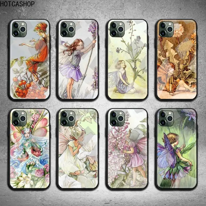 

Beautiful Flower Fairy Illustration Phone Case Tempered Glass For iPhone 12 11 Pro Max Mini XR XS MAX 8 X 7 6S 6 Plus SE 2020