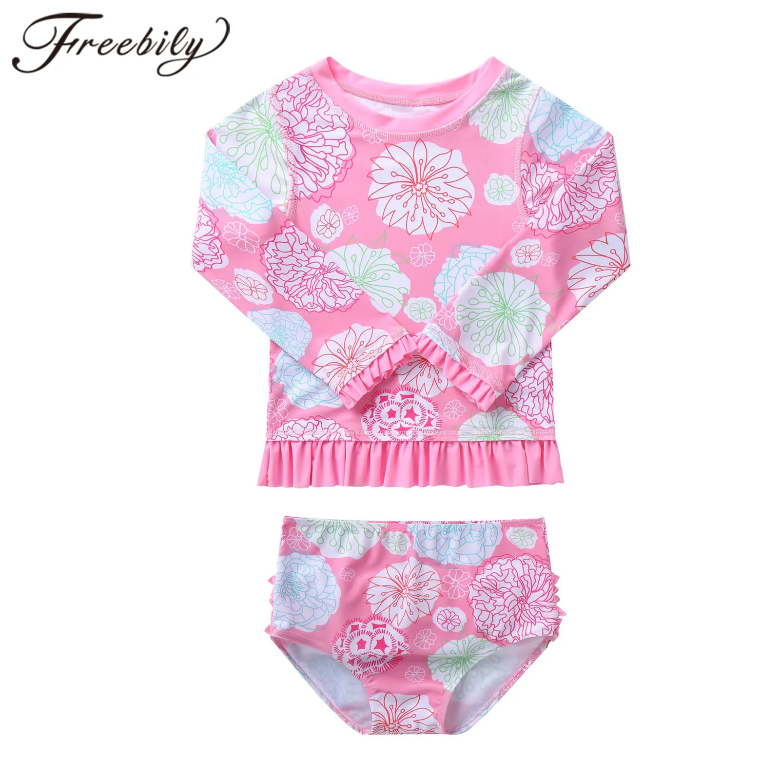 

Детский раздельный купальник для девочек, летние комплекты бикини, 2 шт., милые купальники для плавания, 2021