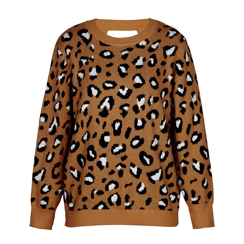 Женский вязаный свитер с леопардовым принтом на осень и зиму женский белый
