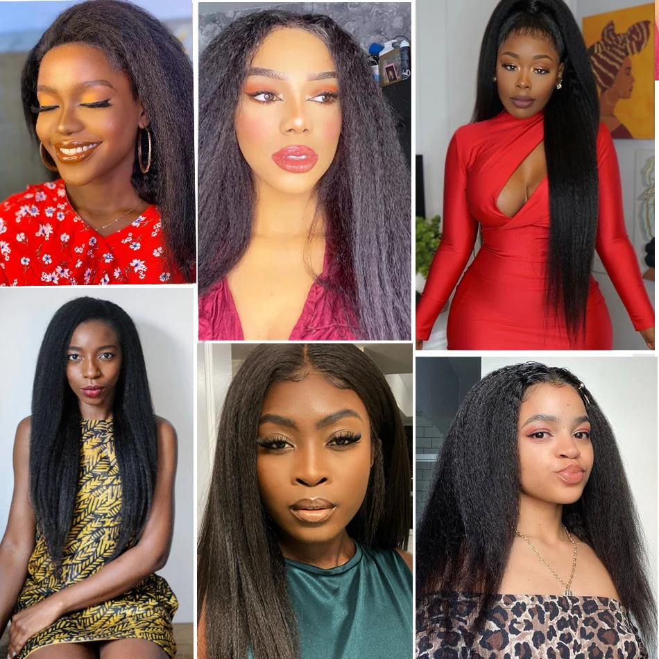 

Cheap Hair Bundles Kinky Straight Human Hair 1/3/4/5 Bundles 30 Long Yaki Straight Weave Bundle Deals Full Thick Hair Extensions