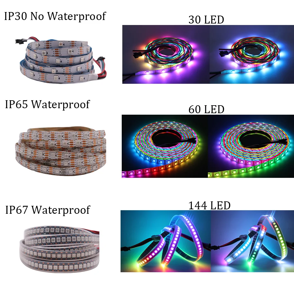 Пиксельная Светодиодная лента WS2815 (WS2812B WS2813 обновленная) RGB индивидуально