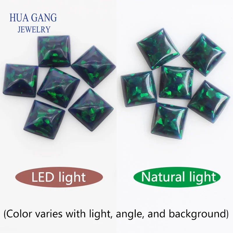 Опаловый драгоценный камень созданный лабораторией квадратная форма плоская