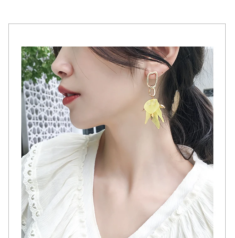 Aretes de mujer, современный стиль, дизайн, большие красные лепестки роз, серьги с кисточками, тренд, темперамент, летние корейские серьги для женщин