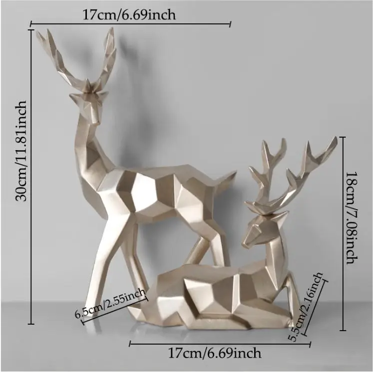 Deer Decoration Statue: Resin Sculpture for Geometric Home Decor - Nordic Statues, Deer Figurines, Modern Abstract Tabletop Decoration image 2