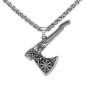 viking stainless steel axe pendant necklace nordic aegishjalmur amulet accessories viking jewelry