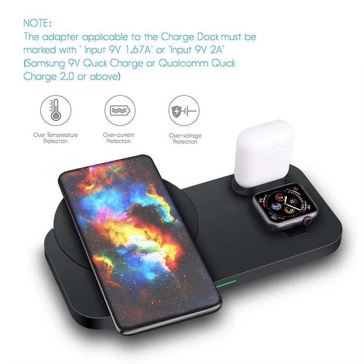 

Timess New Fashion Folding Wireless Charging Stand For Mobile Phone Watch Series Earphones 10W Fast Wireless Charging