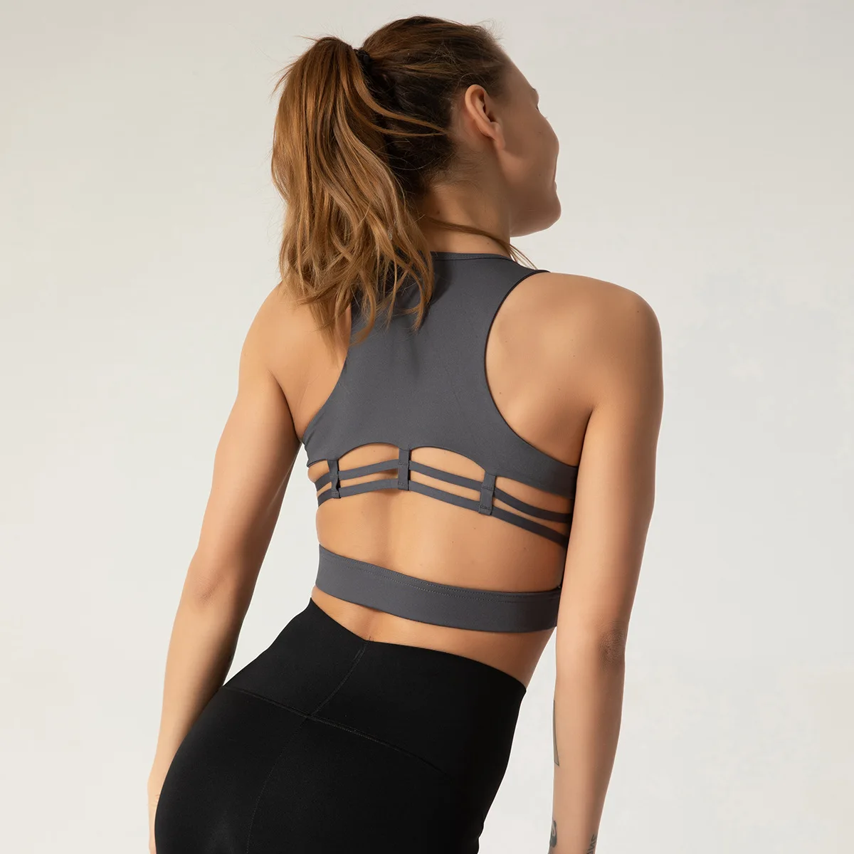 Спортивный бюстгальтер с полосками сзади ударопрочный спортивный жилет