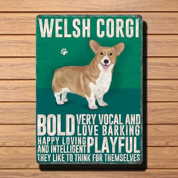 

Валлийская корги собака настенная табличка с характеристиками внутренний дисплей винтажный металлический жестяной знак Ретро Жестяная Та...