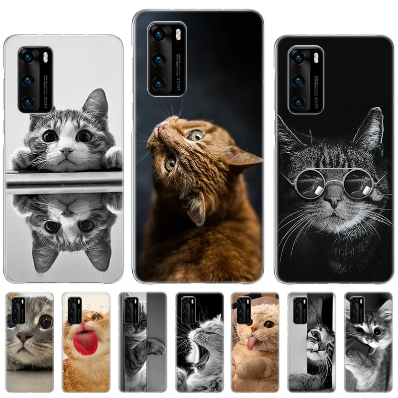 

Lovely Cat Soft TPU Bumper Case For Huawei P20 P30 P40 lite P50 Pro Ball Cover For Huawei P Smart Z Plus 2019 2020 2018 Coque