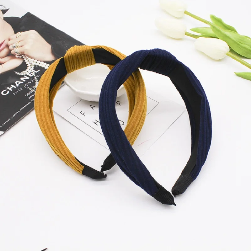 Простой стильный топ-узел тюрбан ретро эластичная повязка на голову для волос аксессуары ободок для женщин девочек Печать головного убора.