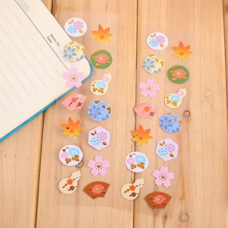 2 set Decorative Vintage Journal Diary Gold Paper Flower Plant Stickers Scrapbooking Flakes Stationery