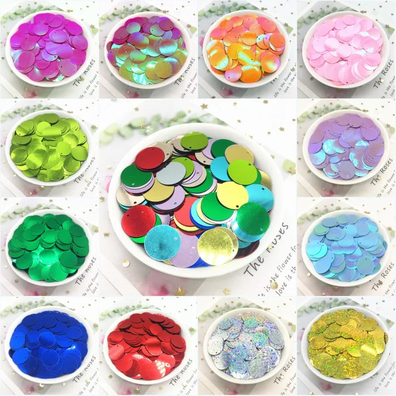 Блестки 20 мм плоские круглые края отверстия свободные блестки ПВХ пайетками для