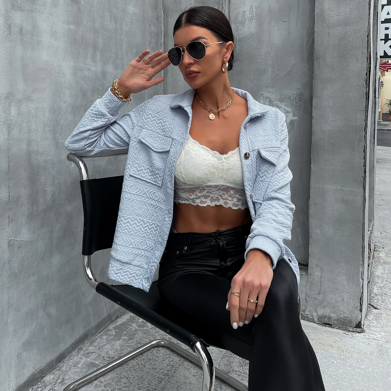 

Women Jacket Fall/winter New Shirt Collar Short Jacket Coat Streetwear Women Fashion Solid Outerwear Cardigan Long Sleeve Tops