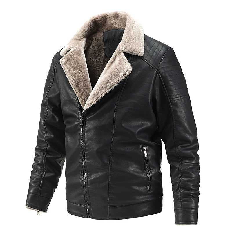 

Winter Men's Motorcycle Leather Jacket Men Casual Fur Jackets Coats Climbing Camping Trekking Combat Training Sport Outwear
