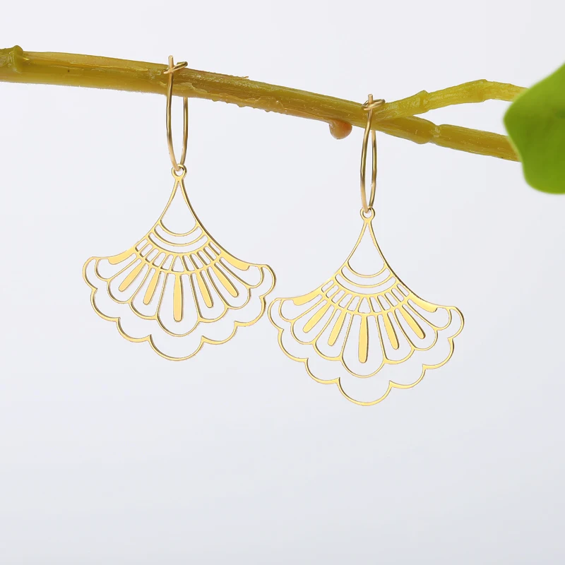 Женские серьги подвески в китайском стиле золотистые капельки геометрической