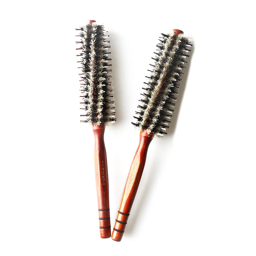 

2 Size Curly Hair Brush Wood Comb Non-slip Wood Handle Slanting Nylon Hair Round Brush Hair Care Barber Styling Tools Hair Brush