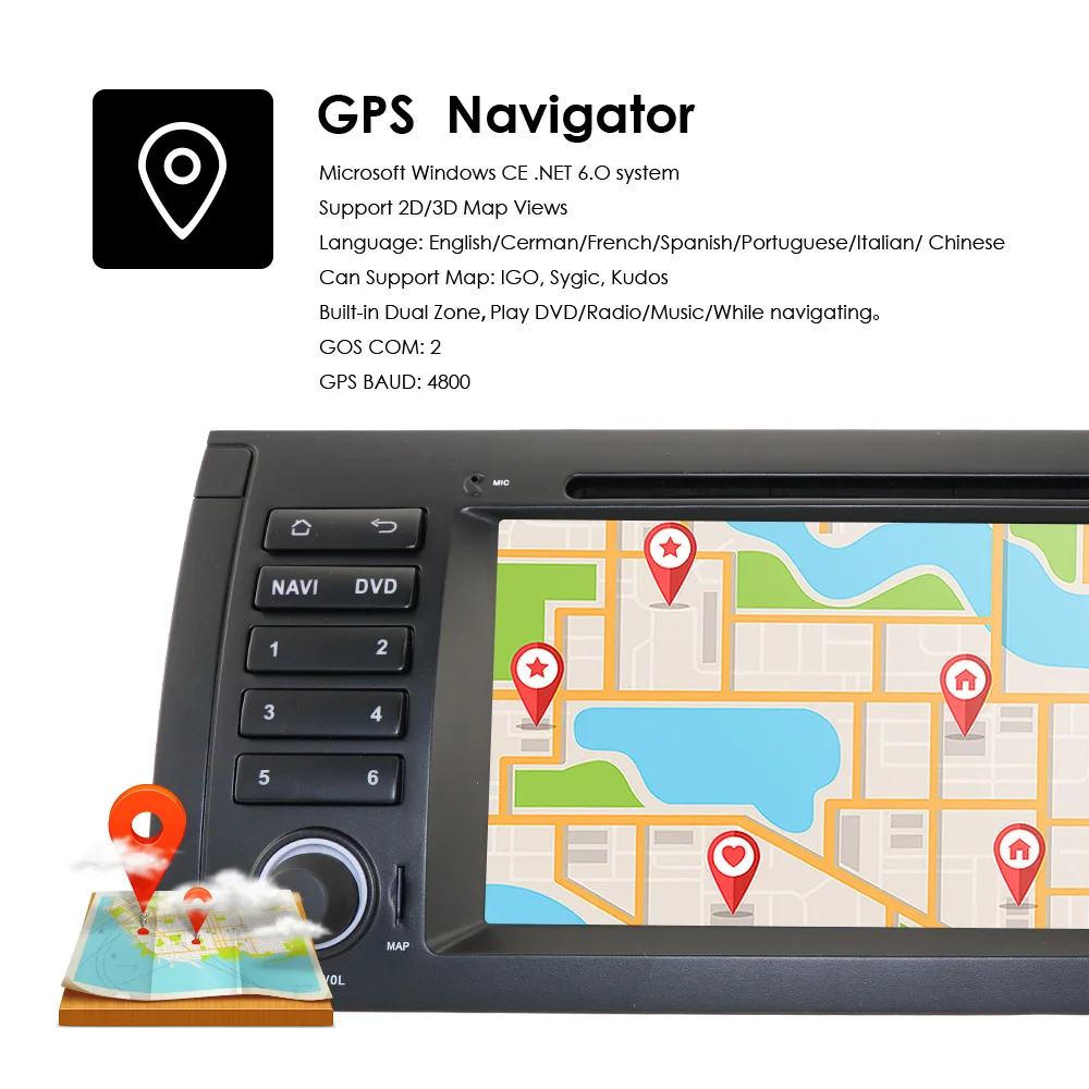 Автомобильный мультимедийный плеер GPS аудио Авторадио для BMW/E39/X5/M5/E53 навигация