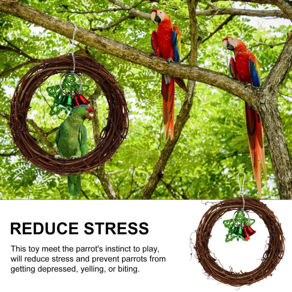 

Bird Cage Hanging Bell Parrot Chewing Rattan Ring Wall Rattan Decoration