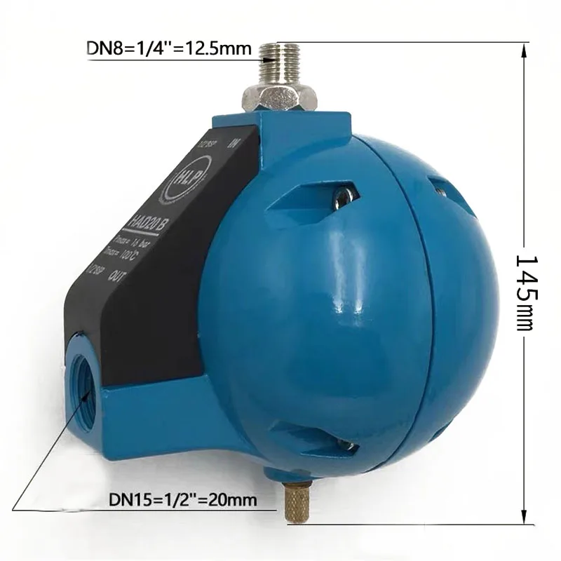 

Had20B Round Ball Float Type Air Compressor Water Drain Valve DN15 BSP 400L/H 20 Bar Compressed Air Condensed Fluid Auto-drainer