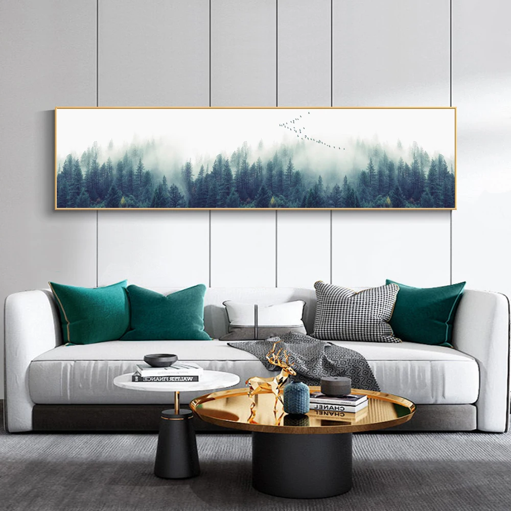 

Natural Landscape Canvas Painting on Canvas Posters and Prints Forest Fog Picture Wall Art Pictures for Living Room Home Decor