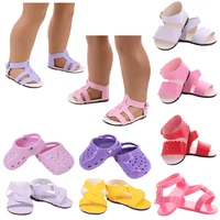 7cm doll shoes metal locks leather sandals hole slppers fit 18 inch american43cm born baby reborn doll clothes infants gift
