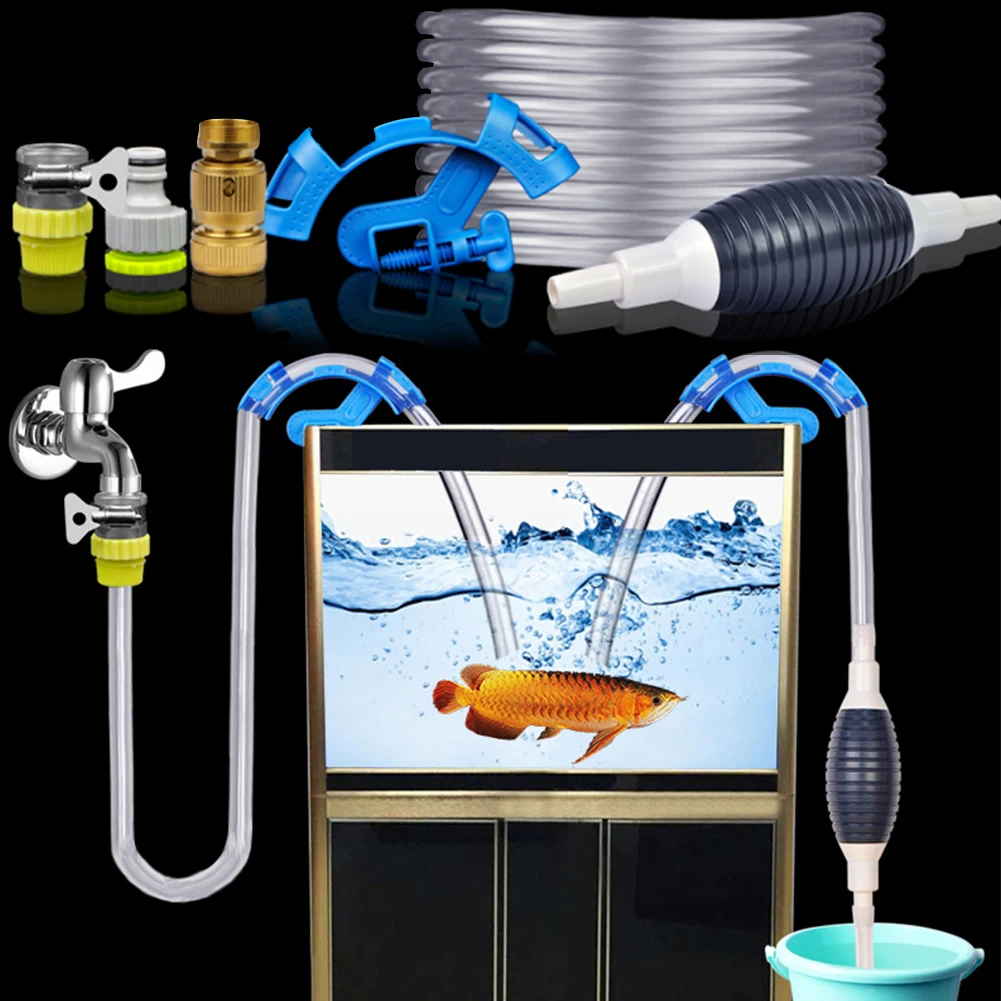 

Useful Cleaner Kit 5 In 1 Aquarium Fish Tank Niet-giftig Water Changer Manual Squeeze