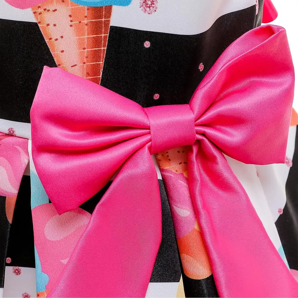 

Ice Cream Printed Dress for Little Girls Children Clothes Kids Girls Stripes Dresses for Birthday Kids Costume for Wedding